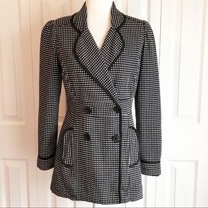 Wrapper Retro Black & White Polka Dot Double-Breasted Jacket